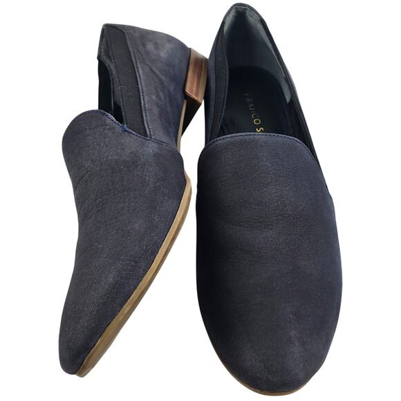 Franco Sarto Suede Smoking Slippers with Goring - Senate Blue, Size 8 - Picture 1 of 10